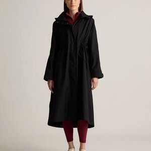Quince Weatherproof Rain Trench Coat in Black Size X-Small 455